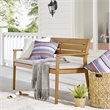 Pemberly Row Outdoor Patio Ash Wood Loveseat in Natural/Taupe