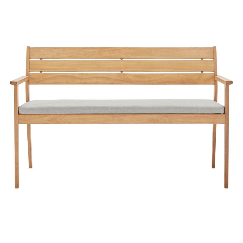 Pemberly Row Outdoor Patio Ash Wood Loveseat in Natural/Taupe