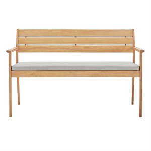Pemberly Row Outdoor Patio Ash Wood Loveseat in Natural/Taupe