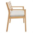 Pemberly Row Outdoor Patio Ash Wood Loveseat in Natural/Taupe
