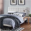 Pemberly Row Tufted Full/Queen Upholstered Linen Fabric Headboard in White