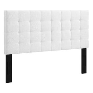 Pemberly Row Tufted Full/Queen Upholstered Linen Fabric Headboard in White