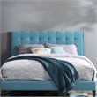 Pemberly Row Tufted Full/Queen Performance Velvet Headboard in Sea Blue
