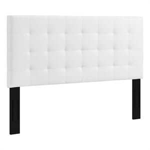 Pemberly Row Tufted Full/Queen Faux Leather Headboard in White