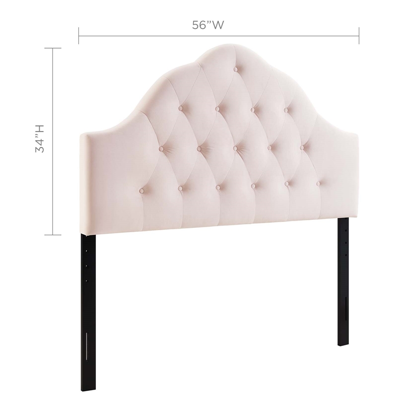 Pemberly Row Full Diamond Tufted Performance Velvet Headboard in Pink