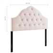 Pemberly Row Full Diamond Tufted Performance Velvet Headboard in Pink