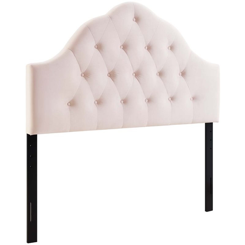 Pemberly Row Full Diamond Tufted Performance Velvet Headboard in Pink