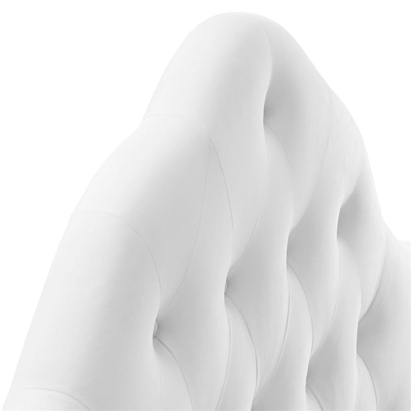 Pemberly Row Queen Diamond Tufted Performance Velvet Headboard in White