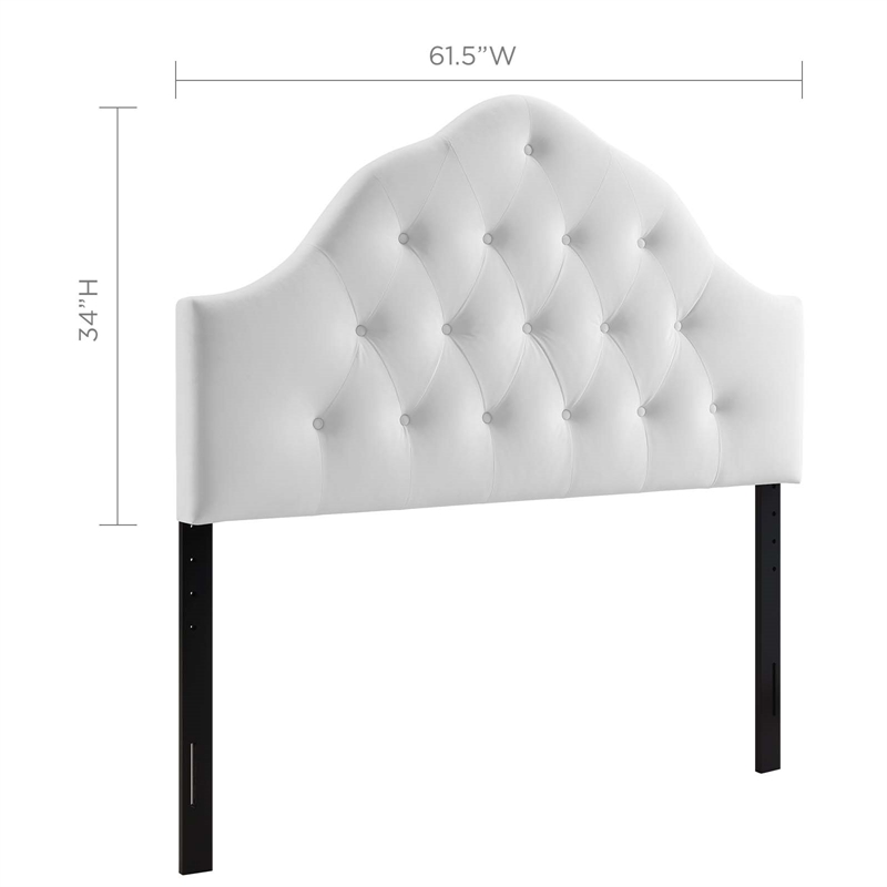 Pemberly Row Queen Diamond Tufted Performance Velvet Headboard in White