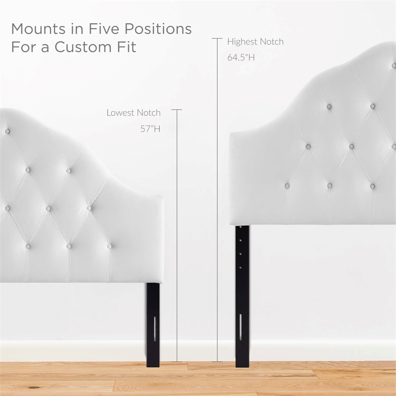 Pemberly Row Queen Diamond Tufted Performance Velvet Headboard in White