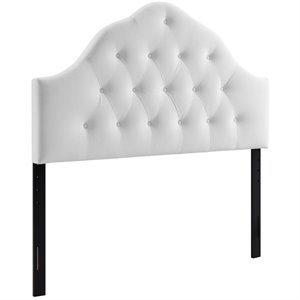 Pemberly Row Queen Diamond Tufted Performance Velvet Headboard in White