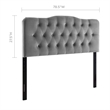 Pemberly Row King Diamond Tufted Performance Velvet Headboard in Gray