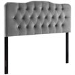 Pemberly Row King Diamond Tufted Performance Velvet Headboard in Gray