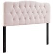 Pemberly Row Queen Diamond Tufted Performance Velvet Headboard in Pink