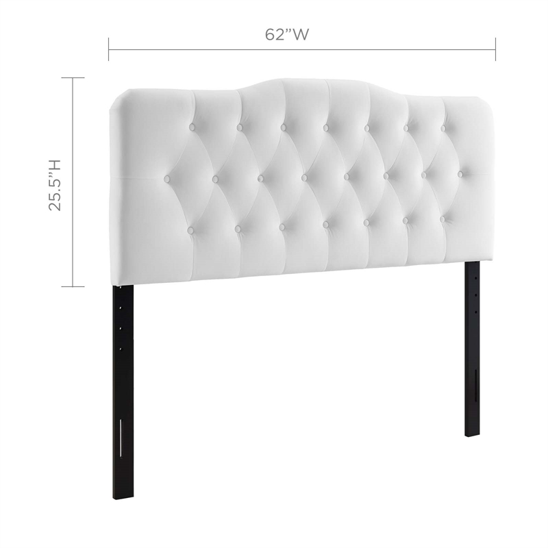 Pemberly Row Queen Diamond Tufted Performance Velvet Headboard in White