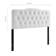 Pemberly Row Queen Diamond Tufted Performance Velvet Headboard in White