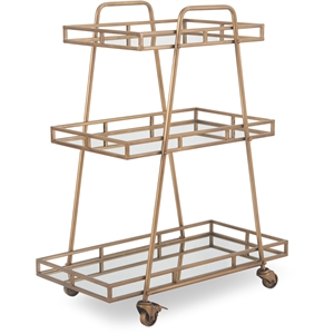 Pemberly Row Modern / Contemporary Bar Cart in Antique Gold Finish