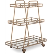 Pemberly Row Modern / Contemporary Bar Cart in Antique Gold Finish