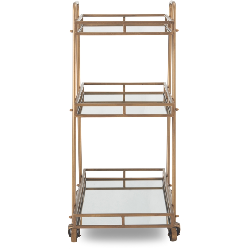 Pemberly Row Modern / Contemporary Bar Cart in Antique Gold Finish