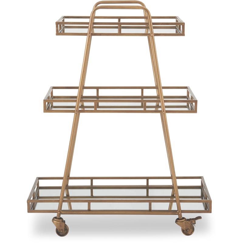 Pemberly Row Modern / Contemporary Bar Cart in Antique Gold Finish