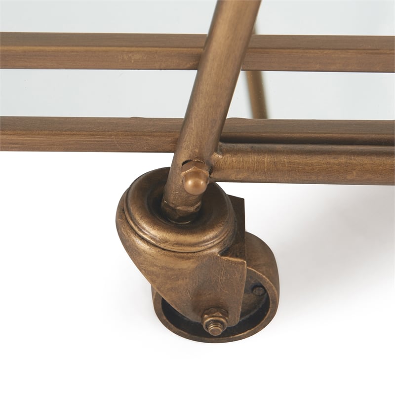 Pemberly Row Modern / Contemporary Bar Cart in Antique Gold Finish