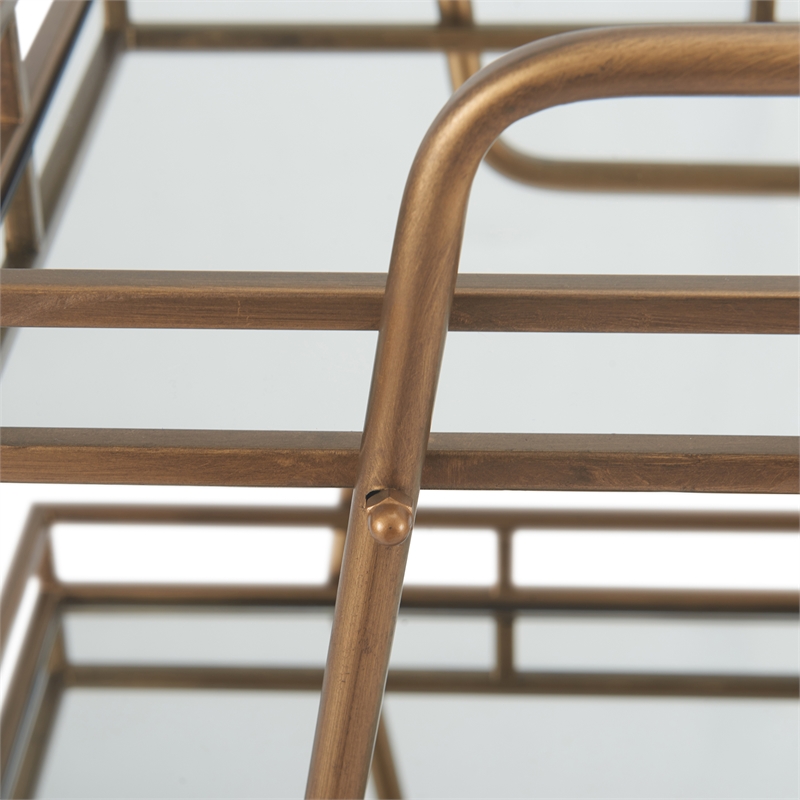 Pemberly Row Modern / Contemporary Bar Cart in Antique Gold Finish