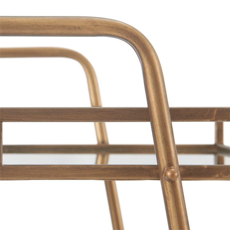 Pemberly Row Modern / Contemporary Bar Cart in Antique Gold Finish