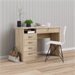 Pemberly Row Contemporary Desk with 5 Drawers in Oak Structure