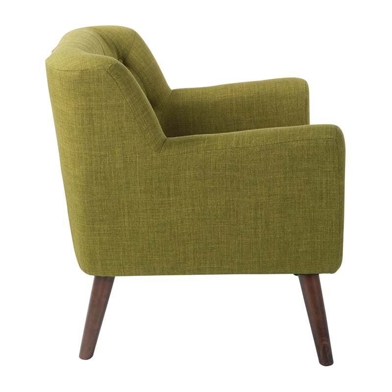 Pemberly Row Contemporary Chair in Green Fabric with Coffee Legs