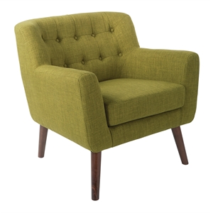 Pemberly Row Contemporary Chair in Green Fabric with Coffee Legs