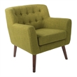 Pemberly Row Contemporary Chair in Green Fabric with Coffee Legs