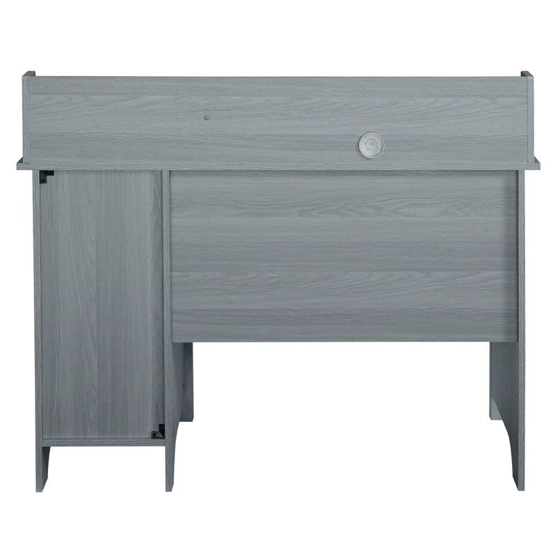 Pemberly Row Classic Engineered Wood Office Computer Desk with Hutch in Gray