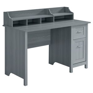 Pemberly Row Classic Engineered Wood Office Computer Desk with Hutch in Gray
