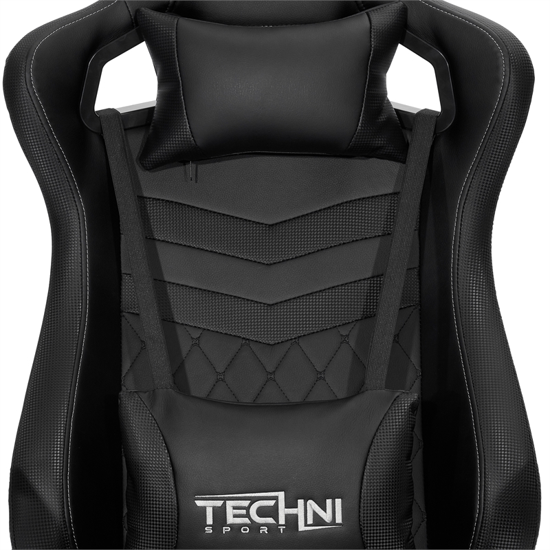 Pemberly Row Sport Ergonomic High-Back Fabric Racer Style PC Gaming Chair- Black