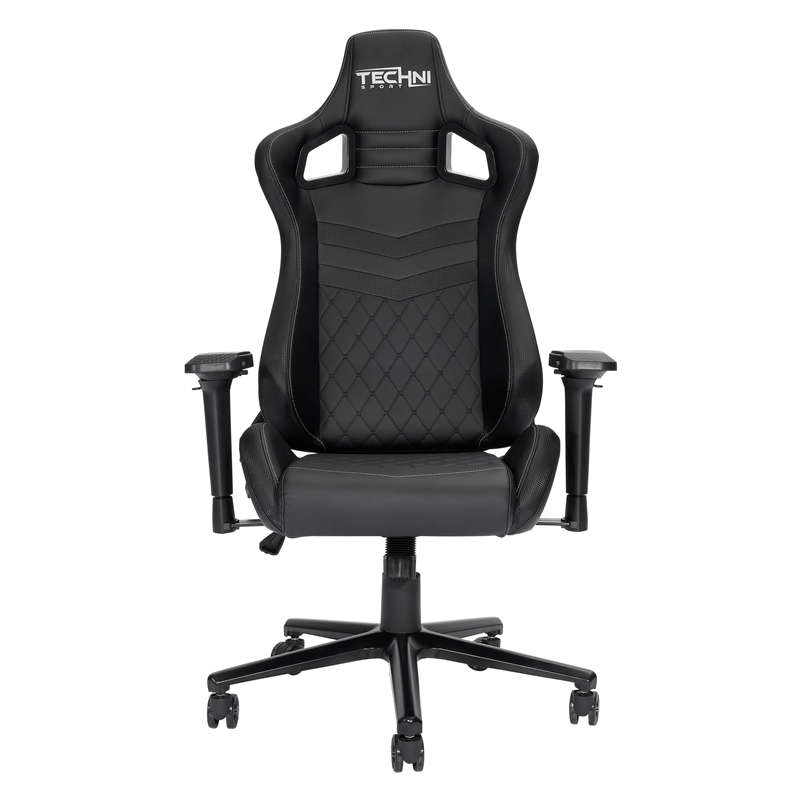 Pemberly Row Sport Ergonomic High-Back Fabric Racer Style PC Gaming Chair- Black