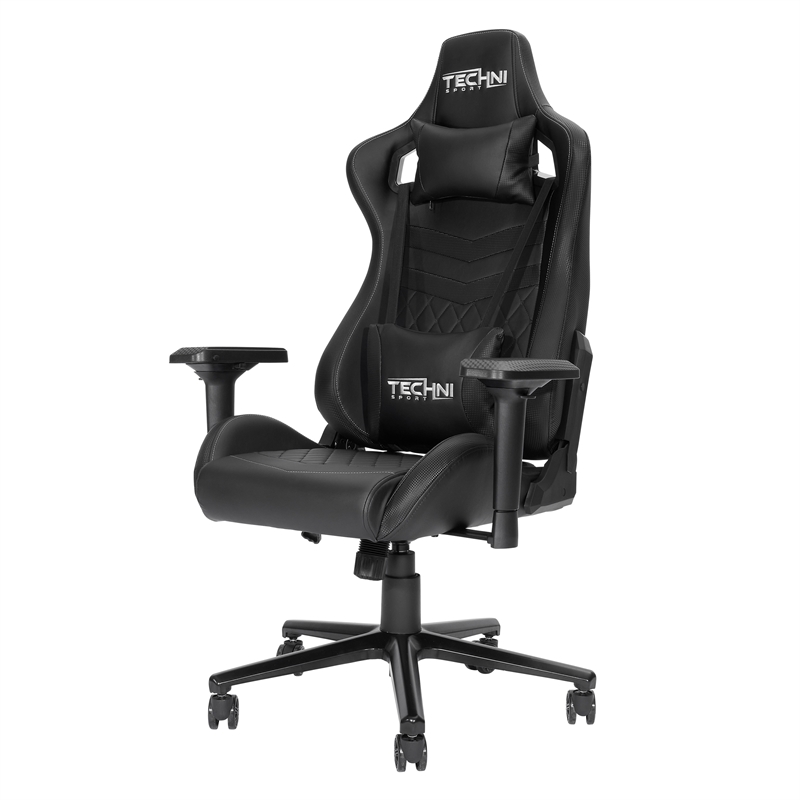 Pemberly Row Sport Ergonomic High-Back Fabric Racer Style PC Gaming Chair- Black