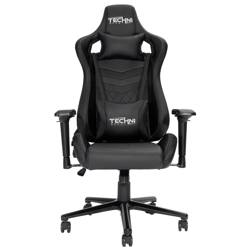 Pemberly Row Sport Ergonomic High-Back Fabric Racer Style PC Gaming Chair- Black
