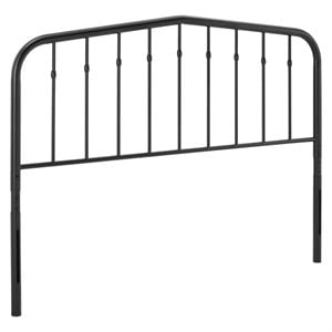 Pemberly Row Queen Modern Powder Coated Iron Headboard in Black