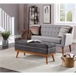 Pemberly Row Contemporary Storage Bench in Charcoal Faux Leather