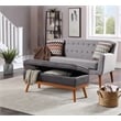 Pemberly Row Contemporary Storage Bench in Charcoal Faux Leather