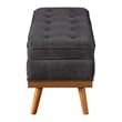 Pemberly Row Contemporary Storage Bench in Charcoal Faux Leather