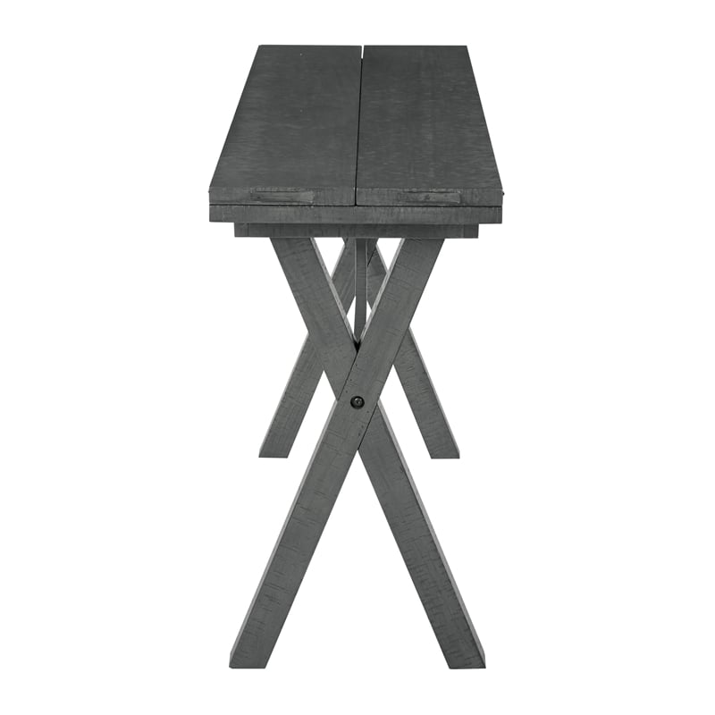 Pemberly Row Flip Top Table - Distressed Washed Gray Finish Wood and Veneers