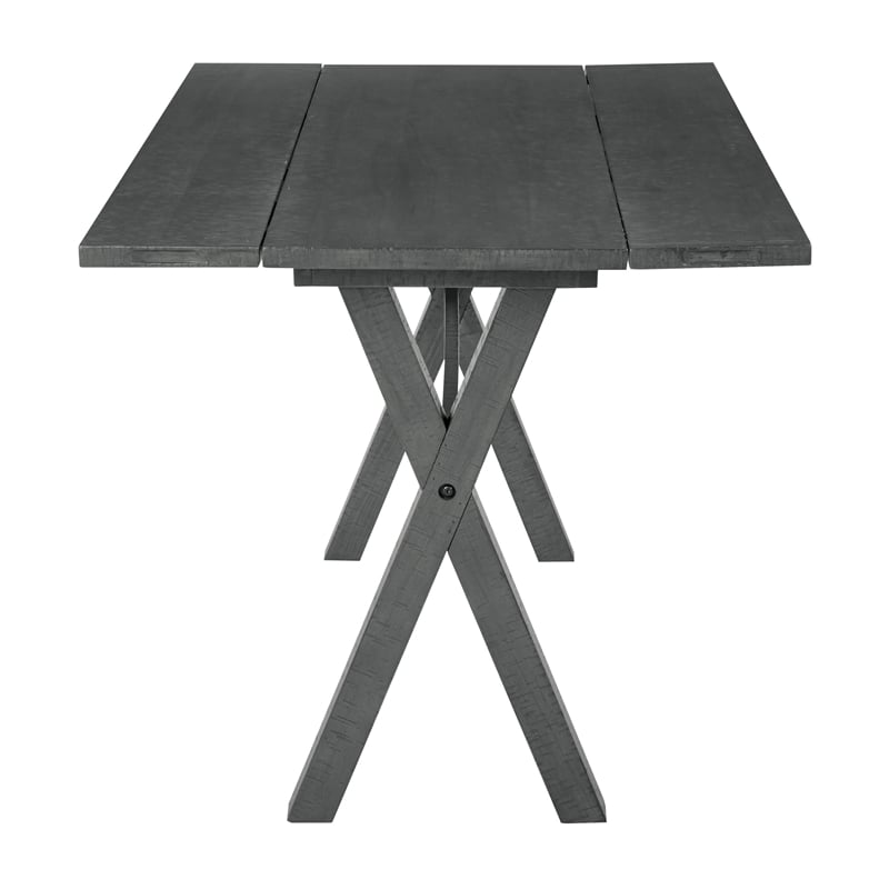 Pemberly Row Flip Top Table - Distressed Washed Gray Finish Wood and Veneers