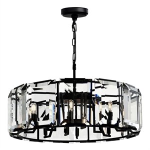 Pemberly Row Modern 12 Light Farmhouse Metal Chandelier in Black