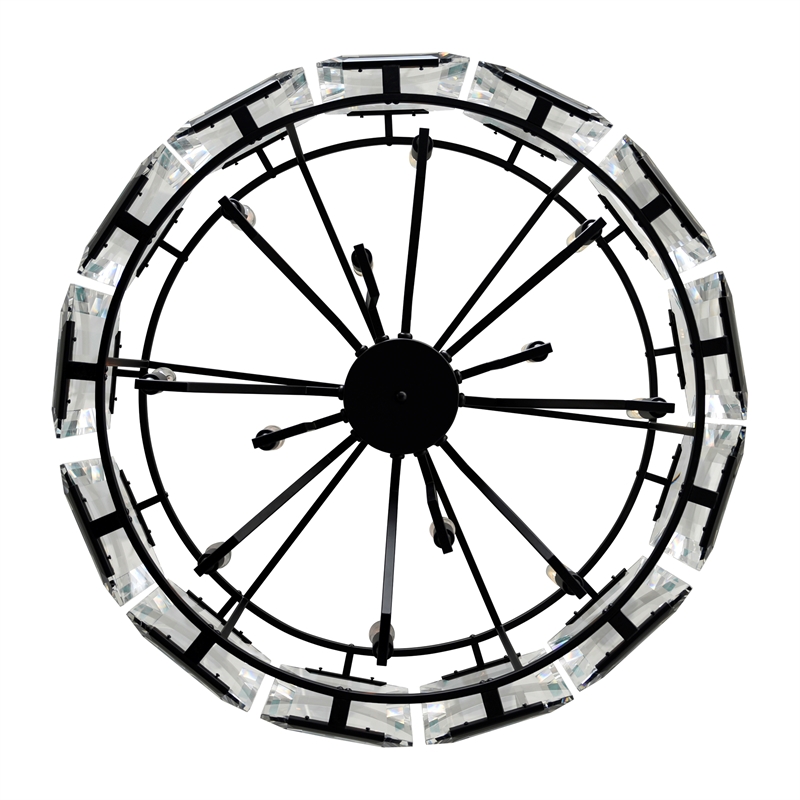 Pemberly Row Modern 12 Light Farmhouse Metal Chandelier in Black