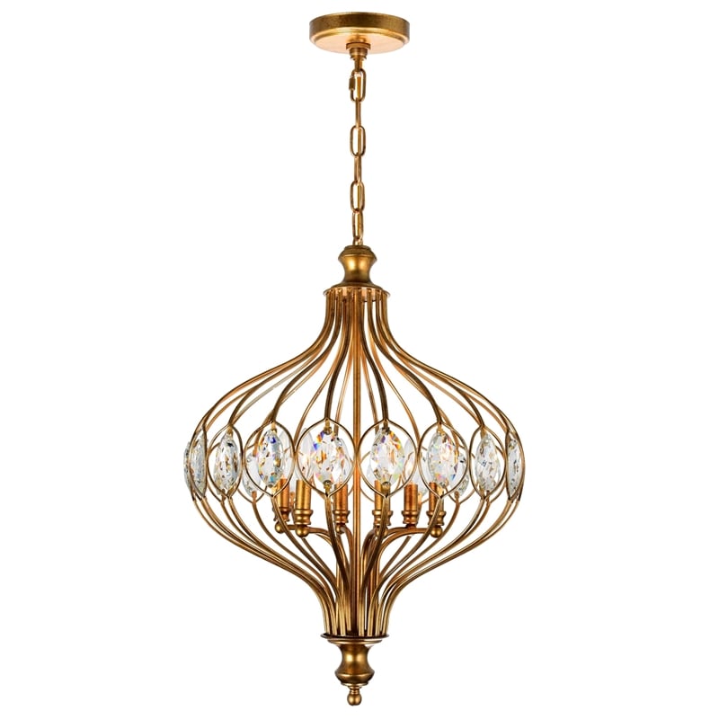 Pemberly Row 6 Light Traditional Metal Chandelier in Antique Bronze