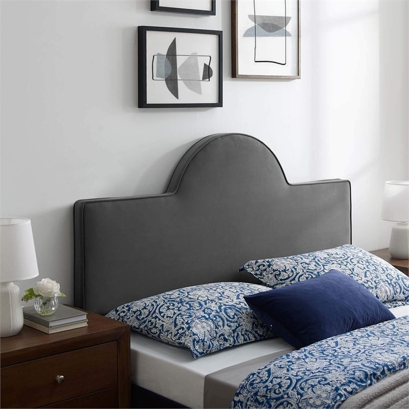 Pemberly Row King/California King Performance Velvet Headboard in Charcoal