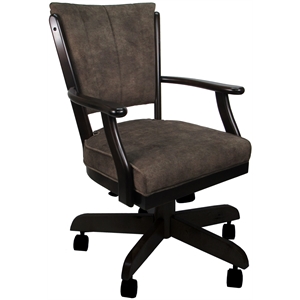 Pemberly Row Swivel Wood Dining Caster Chair Classic on Wheels in Brown - Walnut