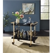 Pemberly Row Modern Serving Cart in Black Metal and Gold Frame