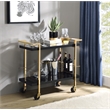 Pemberly Row Modern Serving Cart in Black Metal and Gold Frame